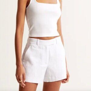 Abercrombie & Fitch Linen Collection High-Rise White Shorts NEW